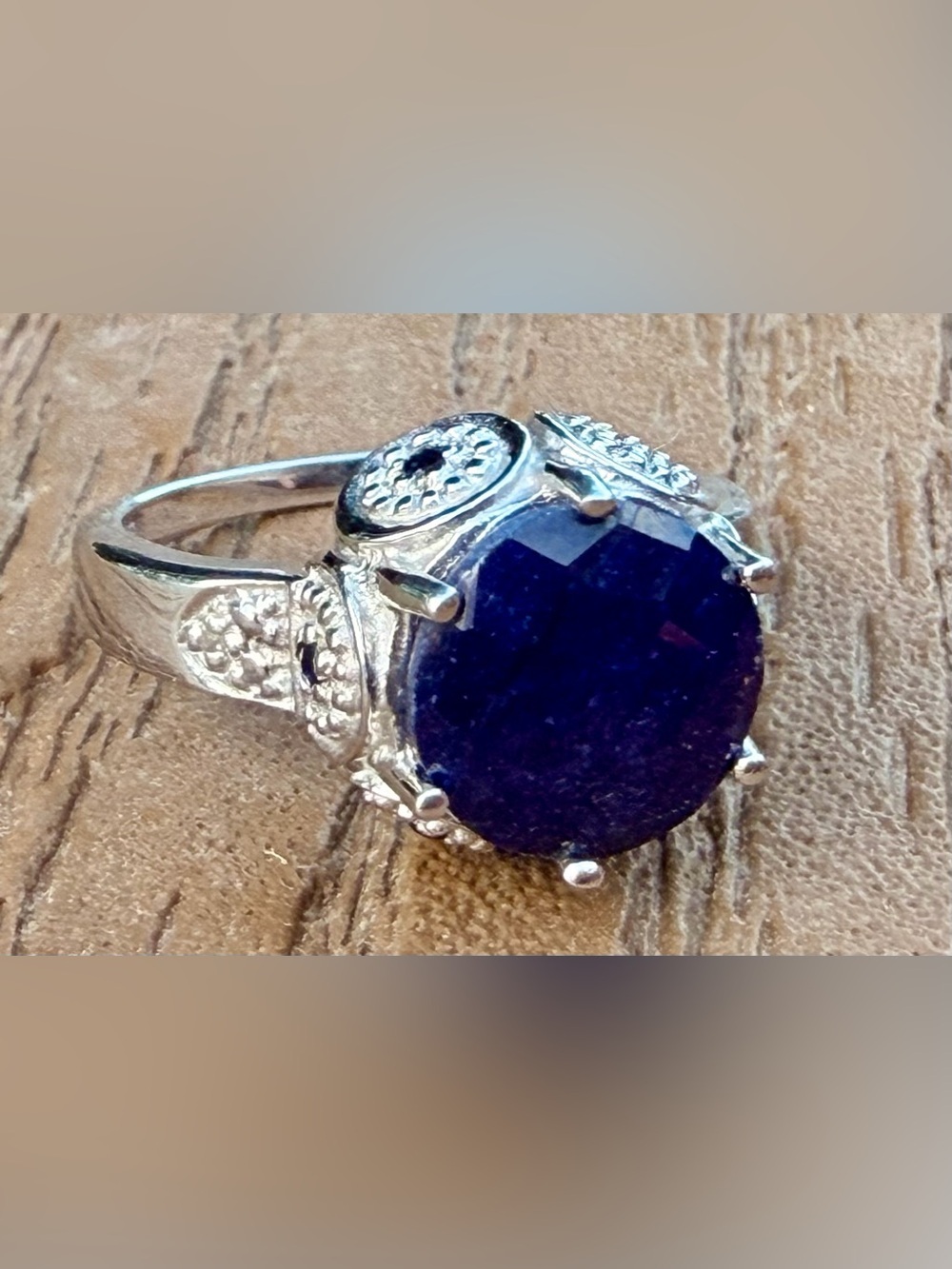 AAA 3.12 CTW Blue Sapphire Diamond 14K White Gold Over Silver Ring Size 7 - Picture 9 of 11